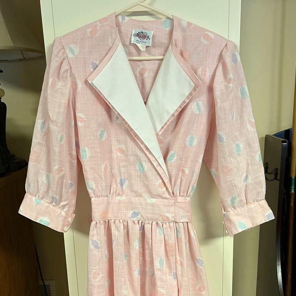 Lanz Originals pink pastel 1980s wrap dress